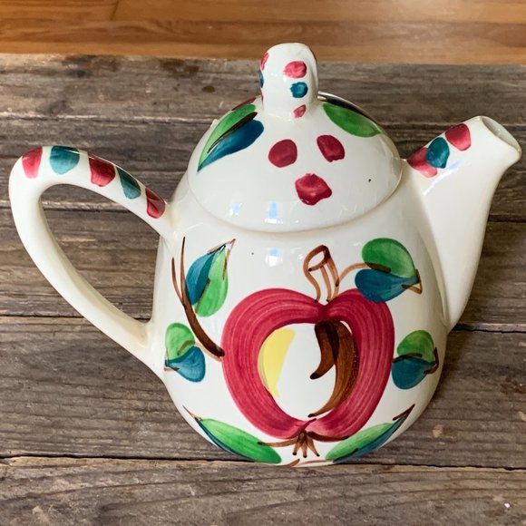 Purinton Slipware Apple Teapot with Lid 6" 1940-1950 - Picture 1 of 16